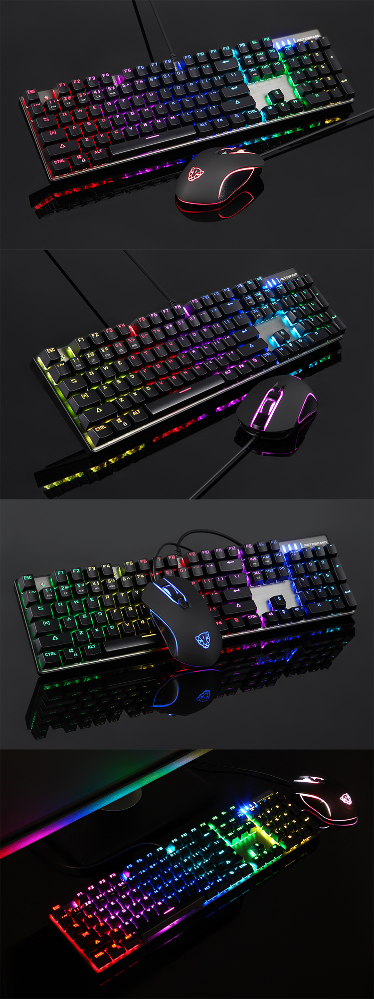 Original Motospeed CK888 NKRO Blue Switch 104Key Mechanical Gaming Keyboard & Mo 
